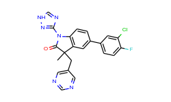 5-(3-Chloro-4-fluorophenyl)-3-methyl-3-(pyrimidin-5-ylmethyl)-1-(1H-1,2,4-triazol-3-yl)indolin-2-one