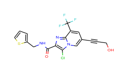 3-chloro-6-(3-hydroxy-prop-1-ynyl)-8-trifluoromethyl-imidazo[1,2-a]pyridine-2-carboxylic acid (thiop